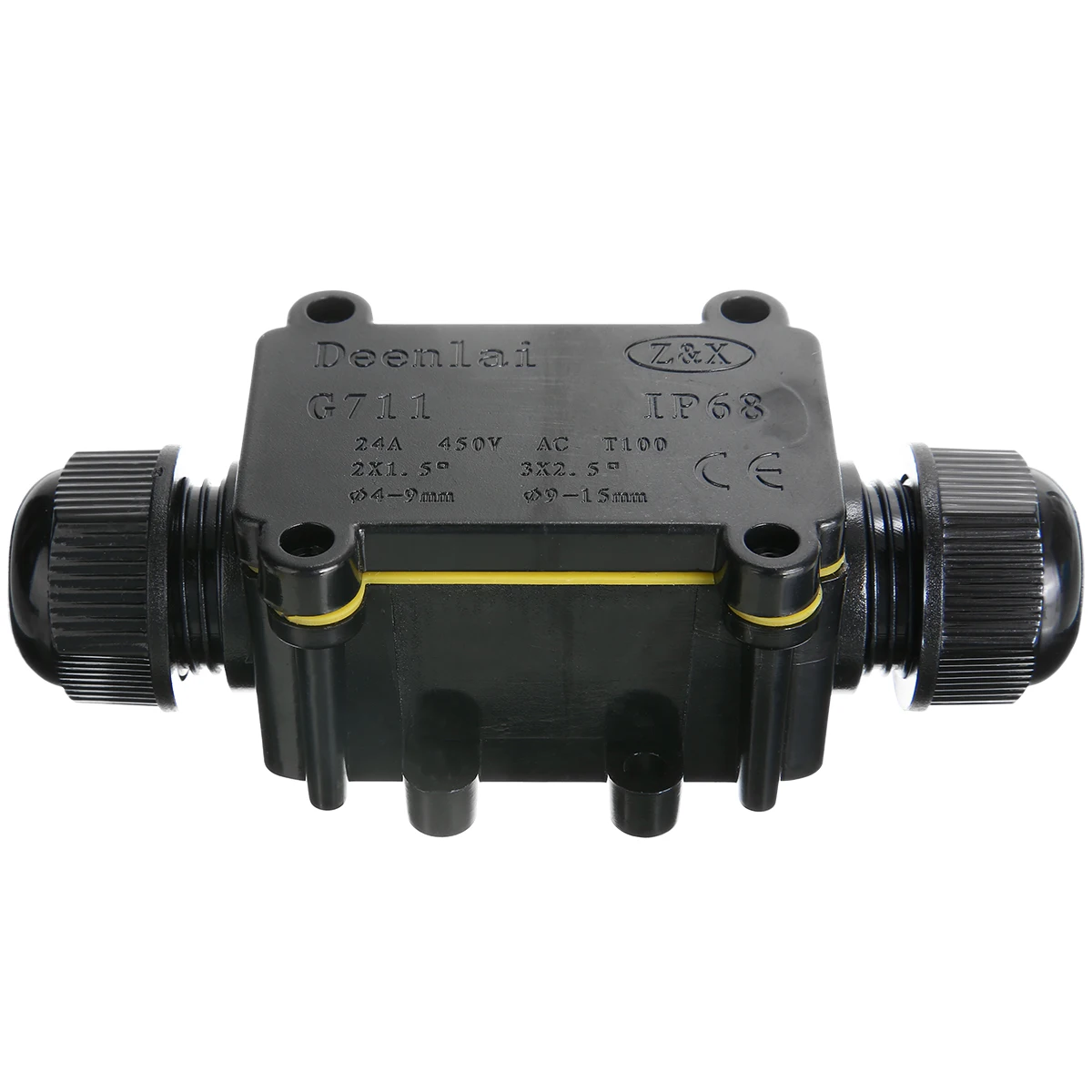 2 Way IP68 Outdoor Waterproof Cable Connector Junction Box Black Electrical Junction Box Wire Protection for Street Lamp