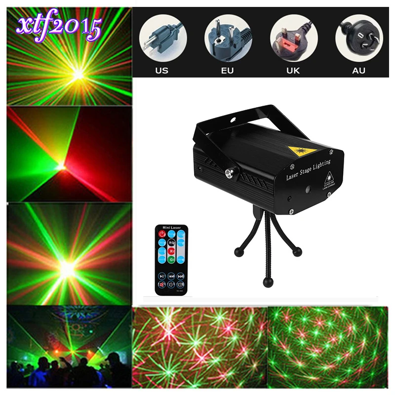Mini LED Laser Pointer Disco Stage Light Pattern Lighting IR Remote RG