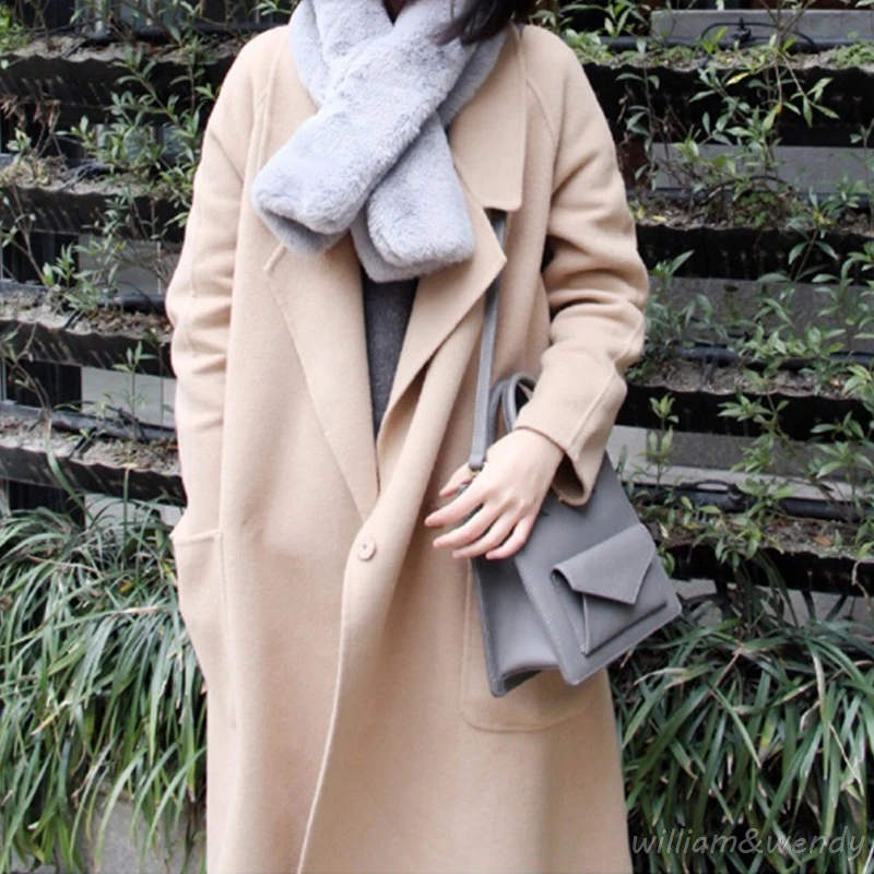 Woman s Thicken White Cashmere Palto Woolen Maxi Cardigan Down Coat Autumn Long Warm font b