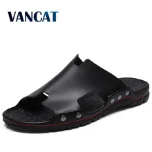 Мужские шлепанцы; сезон лето; коллекция года; мужская обувь на плоской подошве; дышащие пляжные шлепанцы; вьетнамки из спилка; мужские шлепанцы; размеры 38-48