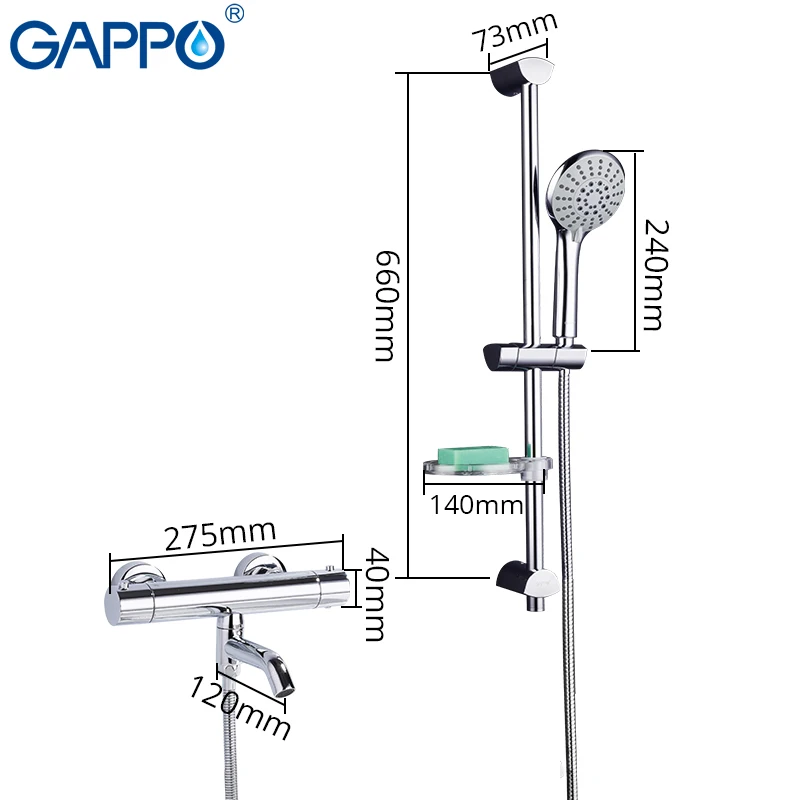 GAPPO Shower Faucets bathroom thermostatic shower faucet bath shower mixer set waterfall rain shower head set bathtub faucet tap