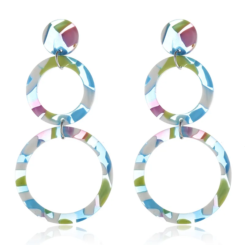 

Tortoiseshell Bohemian Earrings Geometry Round C-shaped Color Stitching Acrylic Acetate Sheet Leopard Earrings for Women Fashion