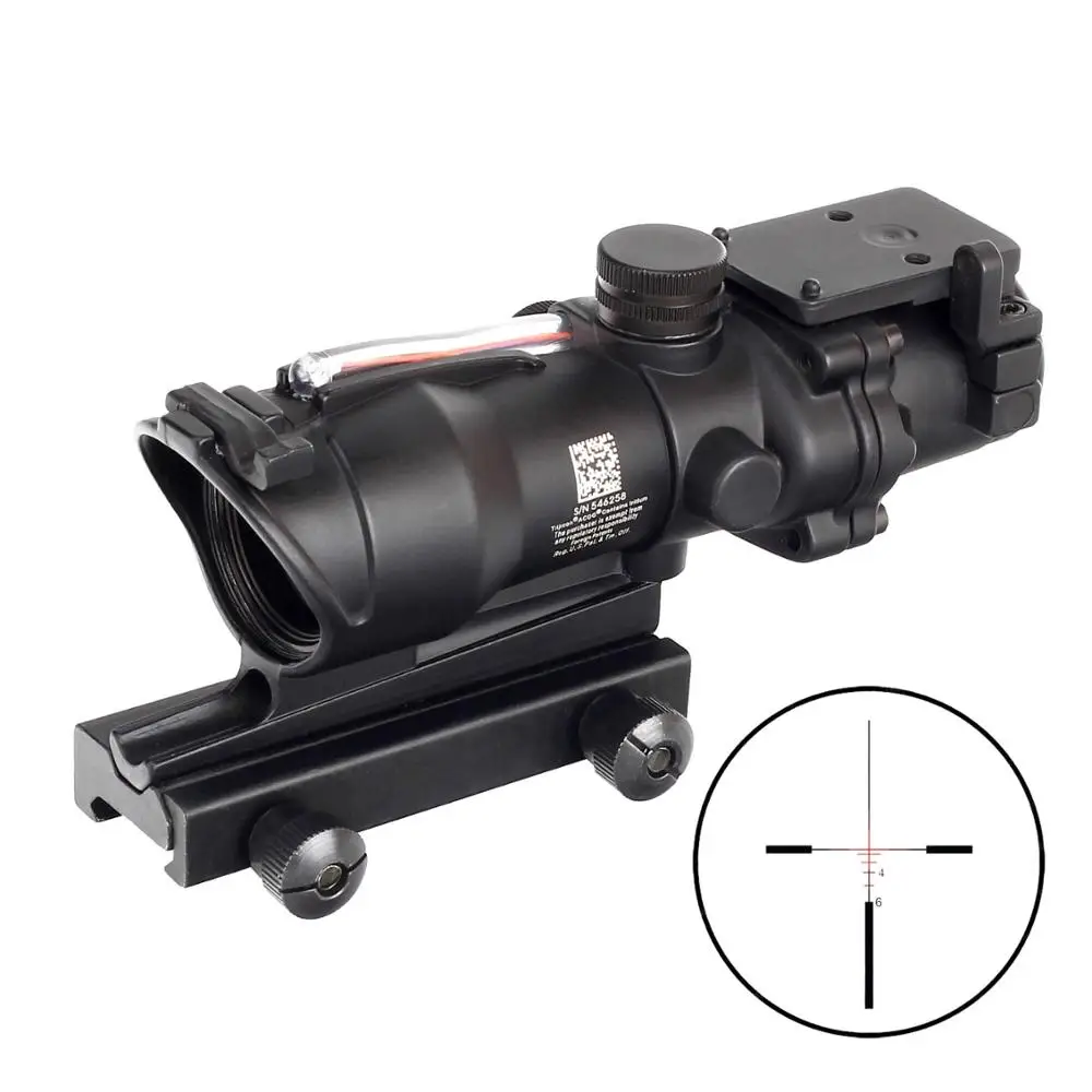 Ohhunt охотничий ACOG 4X32 оптика из настоящего волокна шеврон BDC Сетка Красный Зеленый с подсветкой прицел для винтовки. 223. 308 Калибр - Цвет: Red Fiber BDC