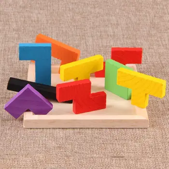 

Vitoki 6 Styles Wooden Tangram Puzzle Colorful Square IQ Game Brain Teaser Intelligent Funny Toys Children's Day Gifts Wholesale