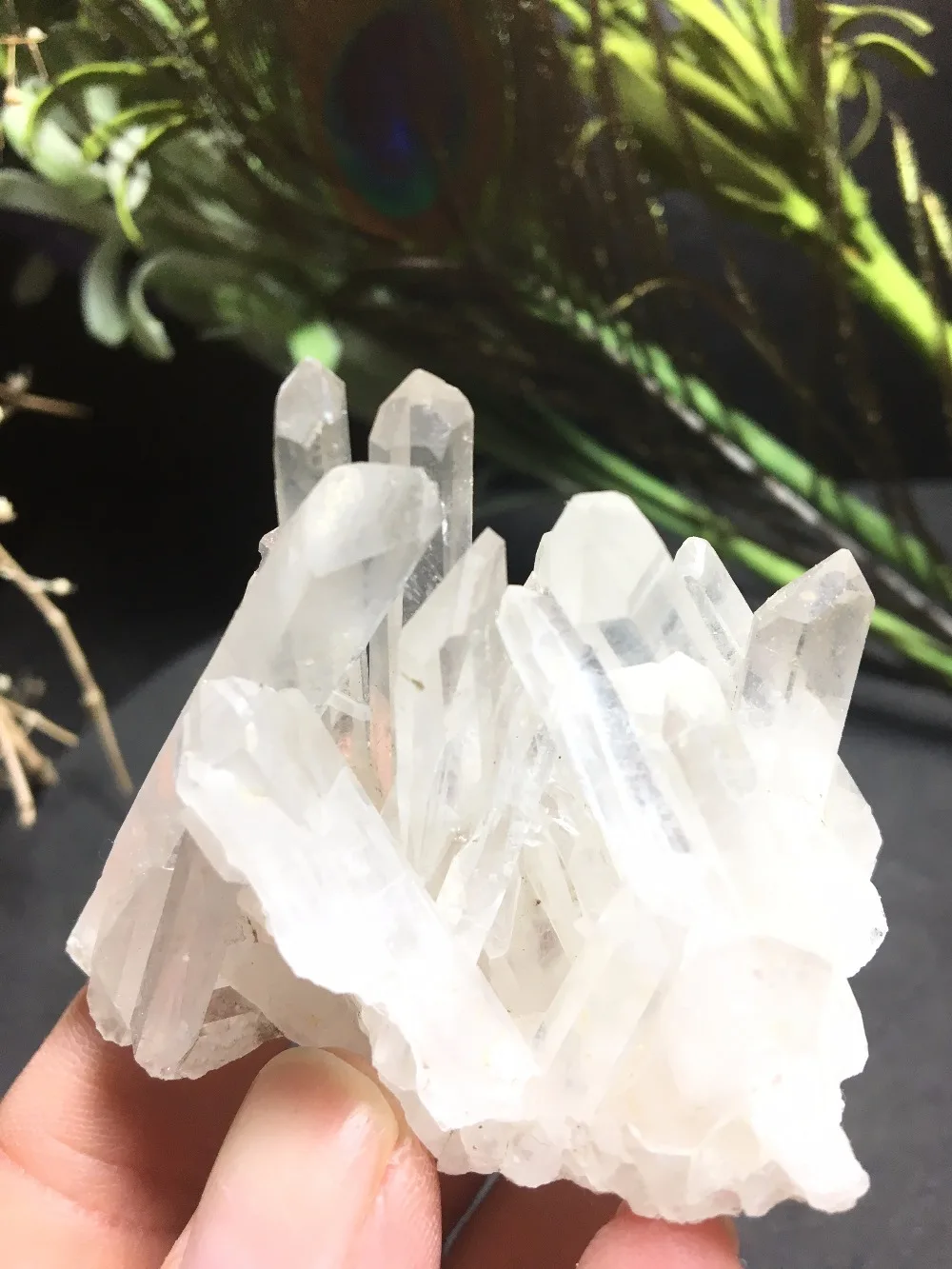 61g Natural white crystal clusters beautiful gas field angel cluster corona healing | Дом и сад