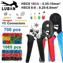 HSC8 6-6A шестигранные мини-типа саморегулируемые обжимные плоскогубцы 0,25-6 мм обжимные инструменты многофункциональные плоскогубцы для коннектора 23-10 AWG 10S