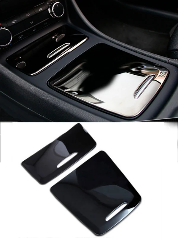 Автомобильный Стайлинг нержавеющая стальные наклейки покрытие автомобиля центральной консоли сбоку Планки Рамка для Mercedes Benz CLA GLA класса W117 C117 X156 - Название цвета: Black