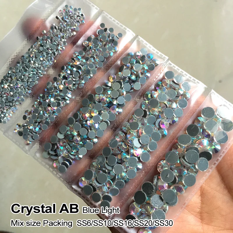 New Packing Mix size Rhinestone Crystal AB 1200pcs/lot Hotfix Rhinestones use for DIY Bags Garment Shoes free shipping