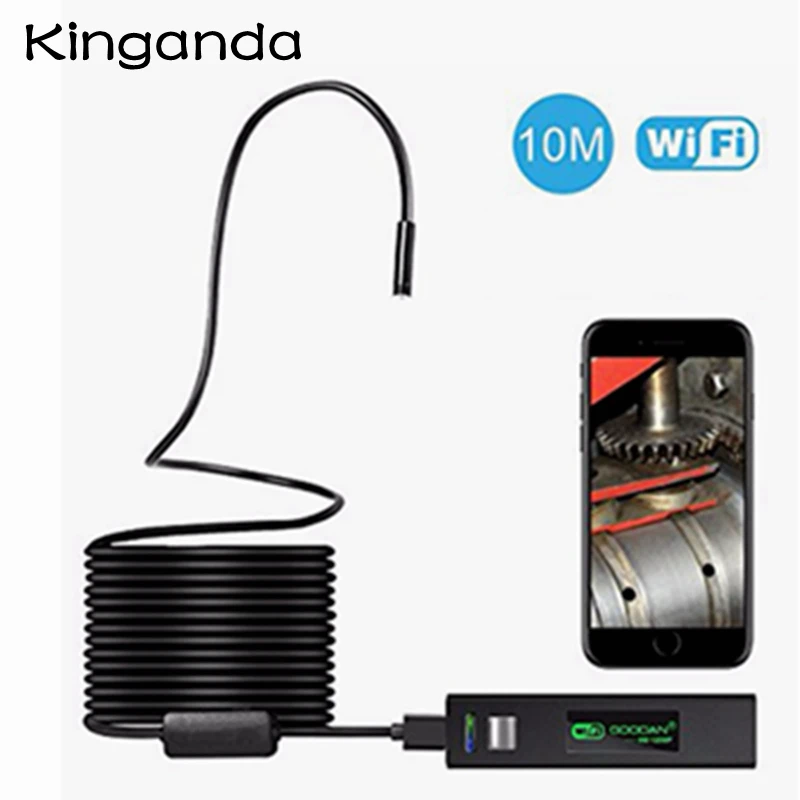 5m 10m Wireless WiFi Camera Inspection Endoscope 8 LED HD 1200P Hard Cable Cord Cam Adjustable