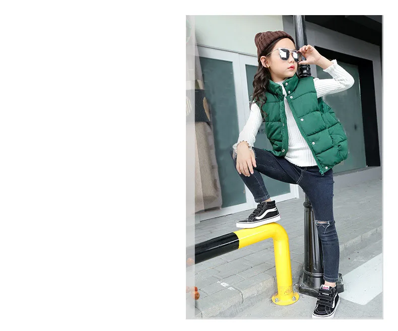 little big girls vest winter autumn padded teenage boys vests and waistcoats kids black green pink teenagers children clothing (40)