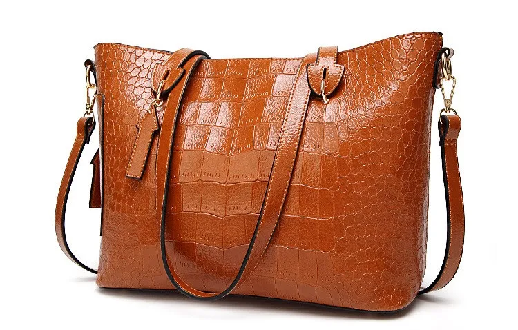 MJ Women Shoulder Bag Female Large PU Leather Women Handbag Crocodile Patterned Leather Tote Big Crossbody Handbag Messenger Bag (10)