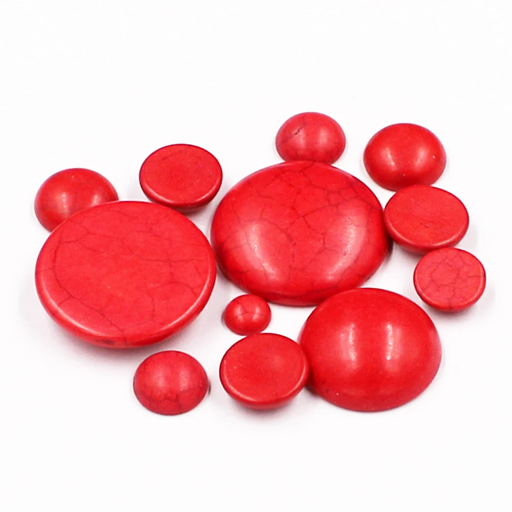 

Kakee 4-30 MM Cabochon Cameo Flat Back Simulated Red Turquoises Beads for Jewelry Making Semi Gem Stone Charms DIY Materials