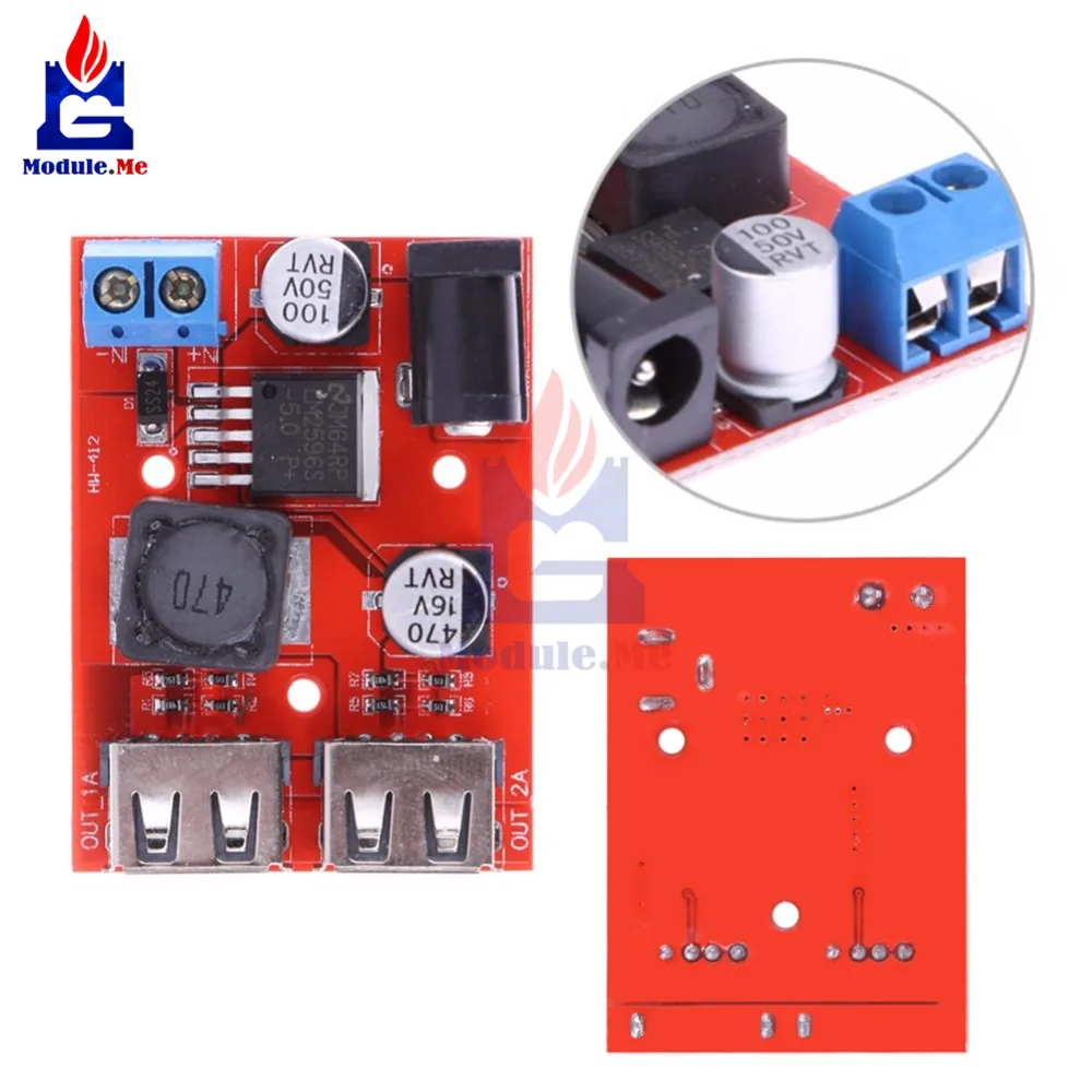 LM2596 LM2596S двойной USB преобразователь 9 В 12 24 36 до 5 3 А понижающий плата автомобильное