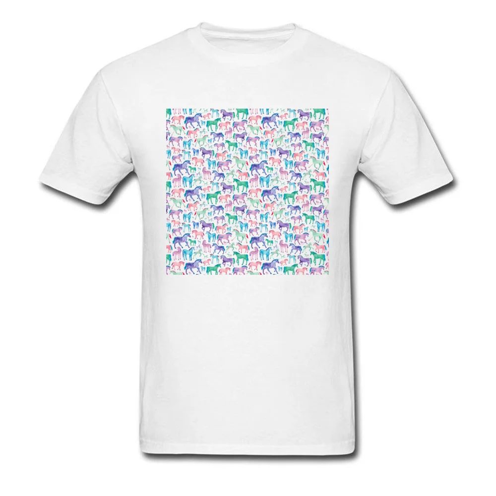 Short Sleeve T Shirt Crew Neck Pure Cotton Men's Tshirts Watercolour Pastel Unicorns Fashionable Tops Tees Coupons Watercolour Pastel Unicorns white