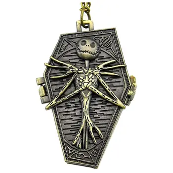 

Practical Skull Bone Nightmare Before Christmas Pocket Quartz Watch Necklace Chain