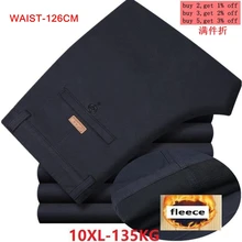 Зимние осенние мужские штаны, флисовые теплые 6XL 7XL 8XL 9XL 10XL, большие размеры, платье большого размера, повседневный костюм, брюки цвета хаки, бизнес