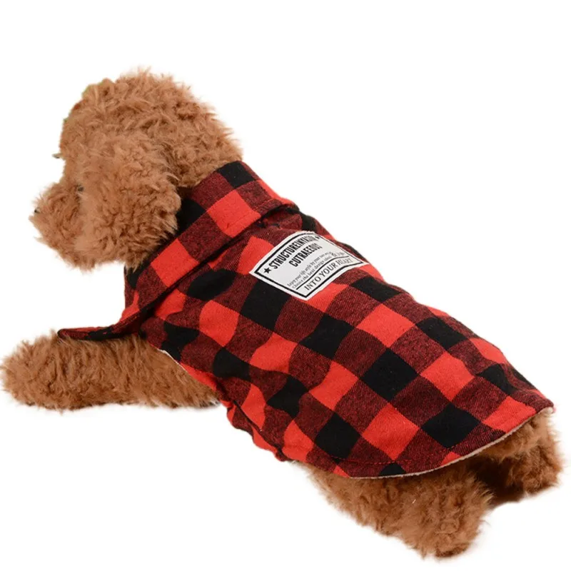 Plaid Dog Vest Winter Windproof Pet Cotton Dog Jacket Coats Warm Dog