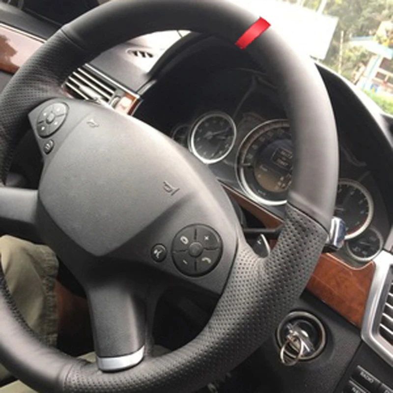 HuiER для рукоделия рулевого колеса автомобиля крышки красный маркер для Mercedes Benz E300L 2010-2012 2013 e-класс W212 E 200 260 300 2009-2013