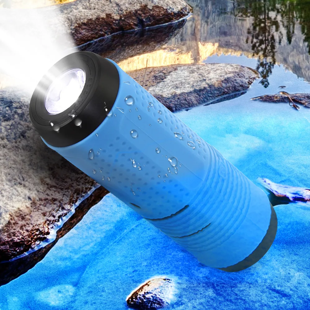 

Waterproof BT Wireless Speaker Bicycle Flashlight Loudspeaker Portable Outdoor Speaker 4000mAh Power Bank Bike Mount+Carabiner