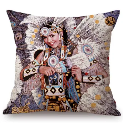 Винтажная африканская индийская сексуальная девушка, женщины, дикие животные, картина маслом, художественный домашний декоративный чехол для подушки, льняная наволочка для дивана - Цвет: 13