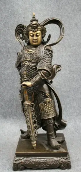 

S01669 23" Chinese Pure Bronze Decorate Warrior Door God WeiTuo Skanda Knight Statue B0403