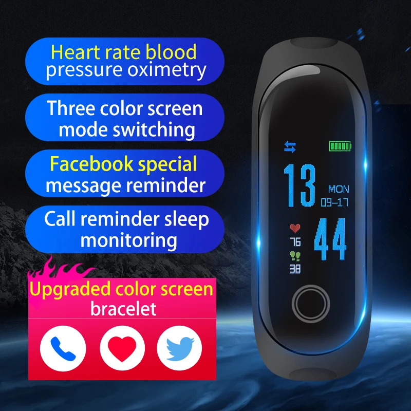 

SENSTHEN Men's Women's Wristband Blood Pressure Heart Rate Monitor Sports Watches Men For Android IOS Pedometer Color Screen
