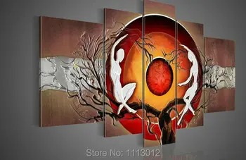 

High Quality Abstract Nude Women Tree Oil Painting 5Pcs Set Home Wall Decor Modern On Canvas Art Picture For Living Room Sale