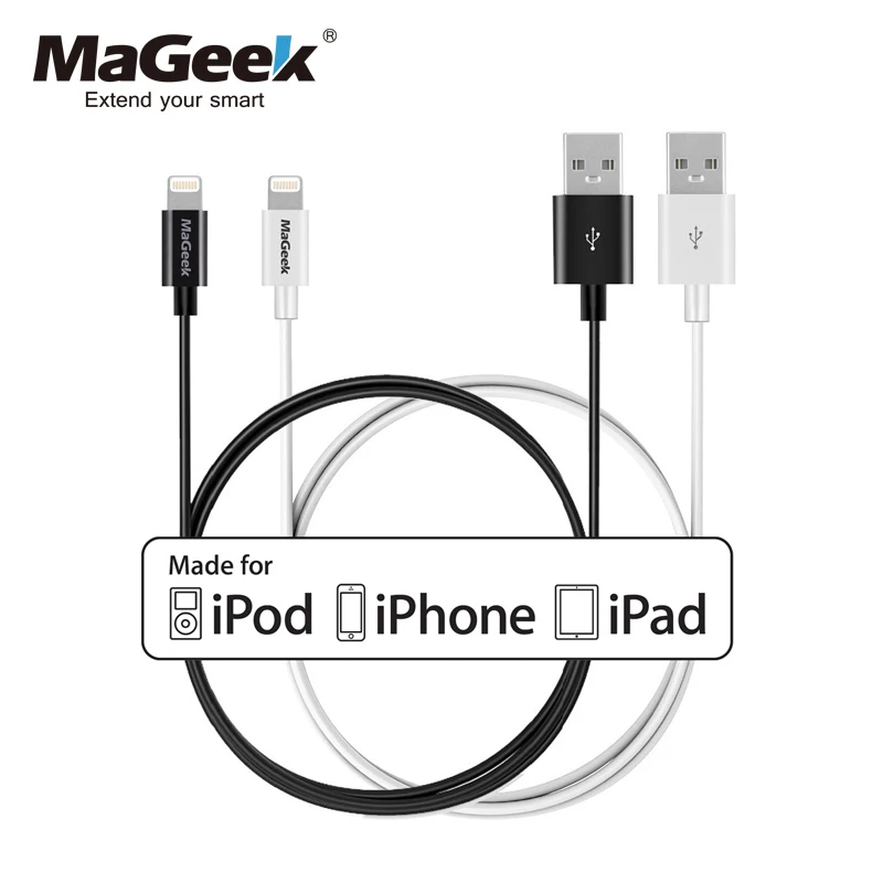 

MaGeek [2pcs] 1m/3.3ft Mobile Phone Cables MFi Certified Lightning to USB Cable for iPhone Xs Max X 8 7 6 iPad mini iOS 10 11 12