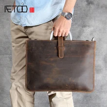 AETOO Simple Classic head cowhide portable briefcase male leather shoulder bag