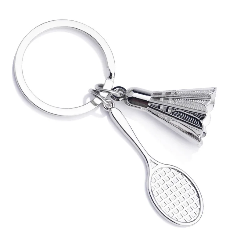 

Trendy Emulation badminton key buckles 4S shop Creative Badminton racket key Keychains Ring Racing model Keychain Gift Boy KH034