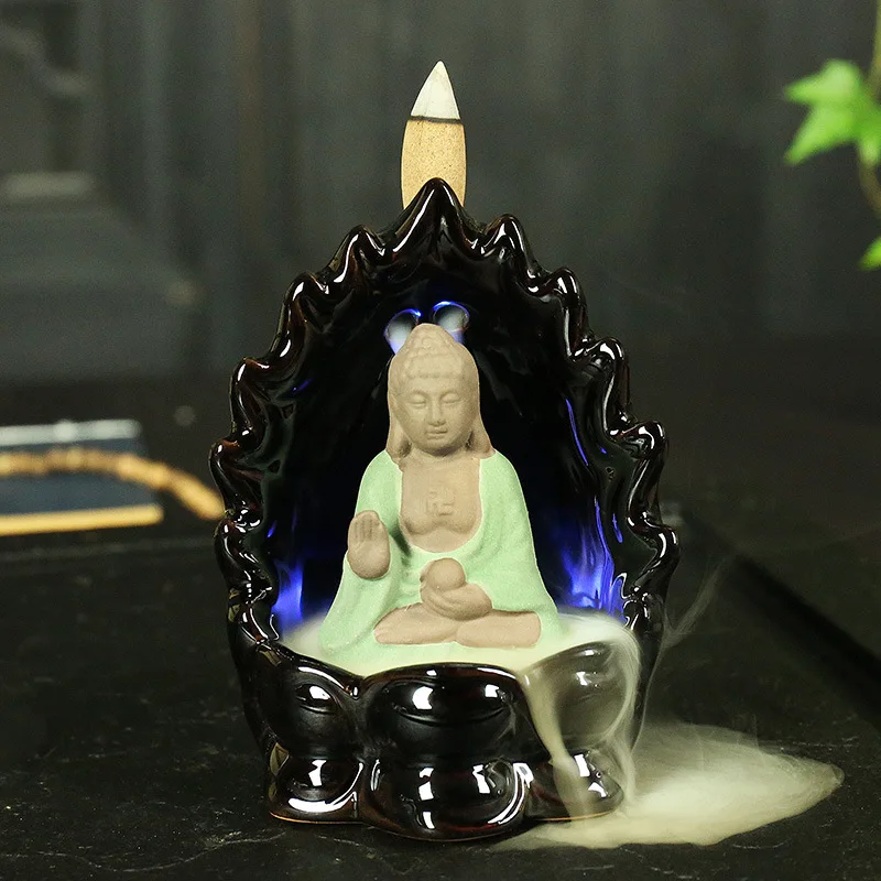 Креативный монах и Будда курильница для благовоний конусная горелка благовония керамические светодиодные изменения цвета курильница использование в украшения дома Teaho использование