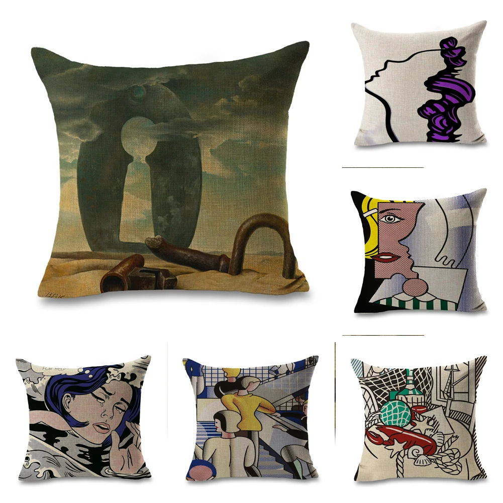 Roy Lichtenstein Vintage Pop Art Comics Pillow Euro Cover Decorative