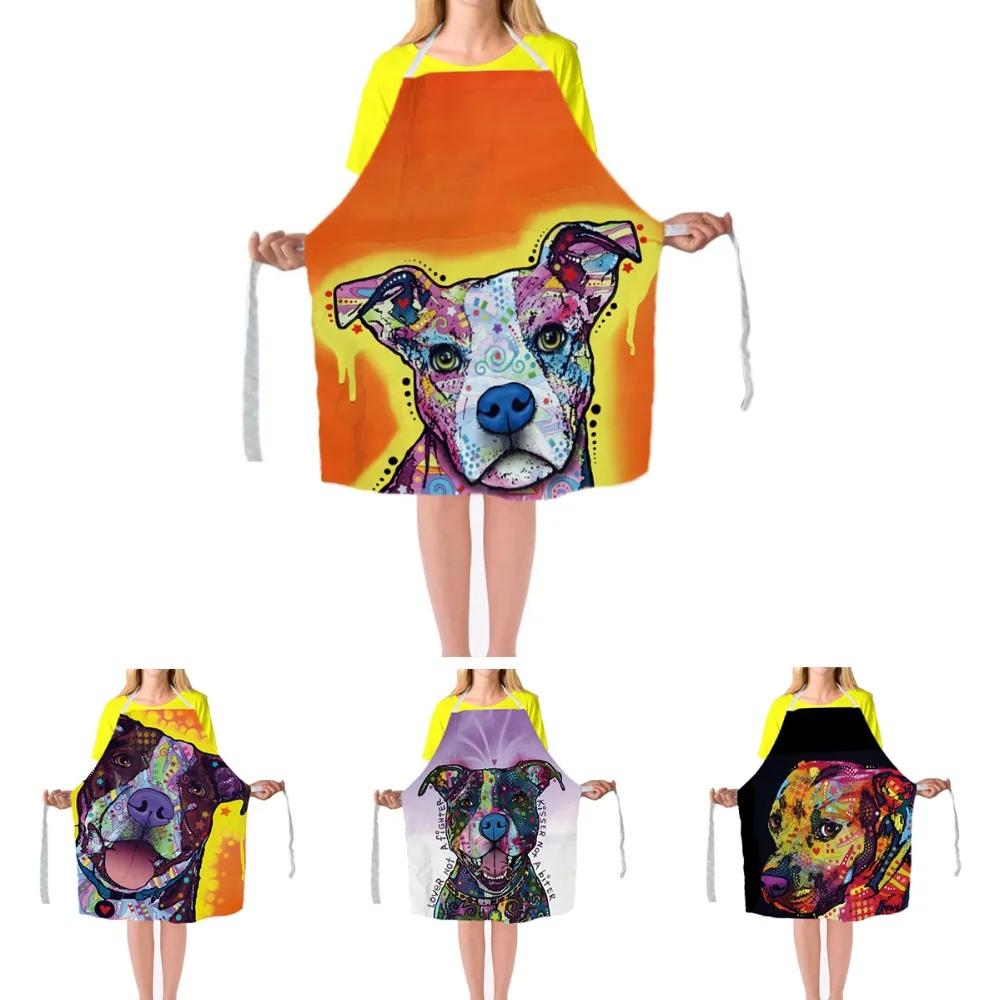 Funny Pitbull Apron Pet Dogs Lady's Kitchen Cooking Cleaning Big Size