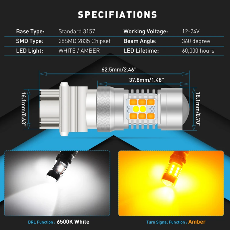 Parts Accessories Front Turn Signal Light Blue Samsung 63 Led Bulb T25 3157 3457 4157 For Rover Lighting Lamps