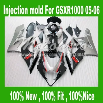 

100%Fit injection black silver body for K5 SUZUKI GSXR 1000 2005 2006 GSX-R1000 05 06 GSXR1000 K5 ABS fairing kits #A6TGG