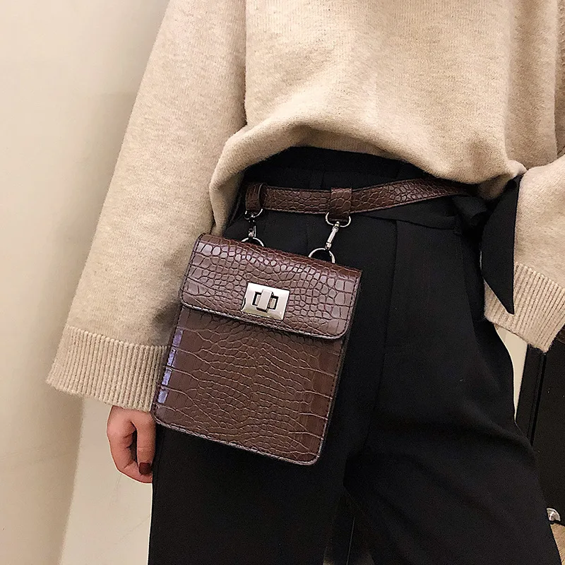 

New Fashion Stone Small Square Bag Women's Fashion All Match Shoulder Crossbody Bag Multifunctional Chic Waist Pack