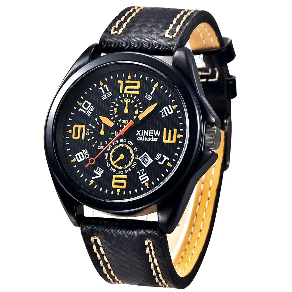 Дешевые часы для мужчин s кожаный ремешок спортивные часы для мужчин люксовый бренд Дата кварцевые наручные часы для мужчин бизнес часы Erkek Saat