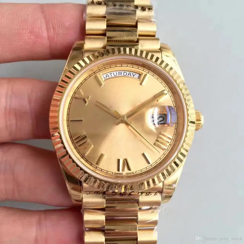 

2019 AAA 18K Gold President Day Date Sapphire Crystal Geneva Men Watches Automatic Mechanical Movement Male Wrist Watches