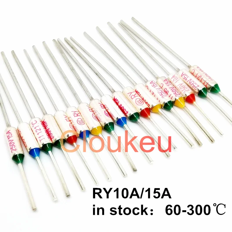 

10Pcs RY/Tf Metal temperature fuse 10A/15A250V 60/65/70/72/73/75/77/80/84/85/90/92/93/94/95/96/99/100/105/110/113/115C