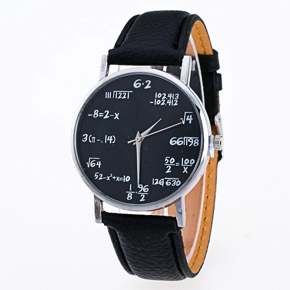 

Fashion Women Watch Math Pattern Leather Band Analog Quartz Wrist Watch Vogue Cheap Bracelet Ladies Watch relogio feminino clock