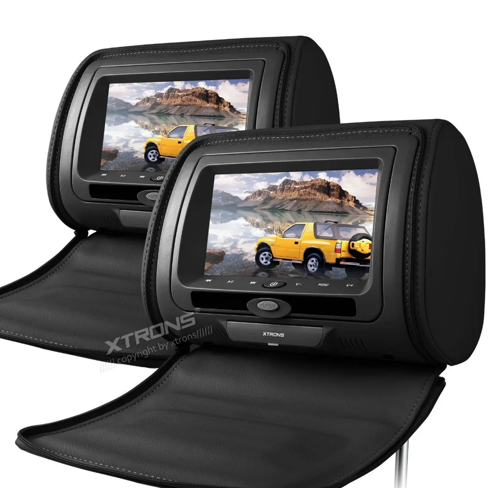 Flash Deal 2x7" Black Headrest Car Monitor with DVD Function & USB SD FM Transmitter IR Transmitter (Beige & Grey Optional) 3