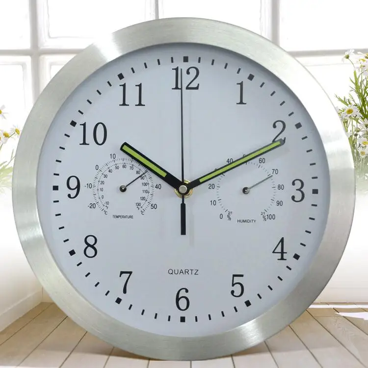 

Metal Wall Clock modern design Thermometer Watch Mechanism Secret Stash Wall Clocks Luminous Relogio Parede Home Decor WZH703