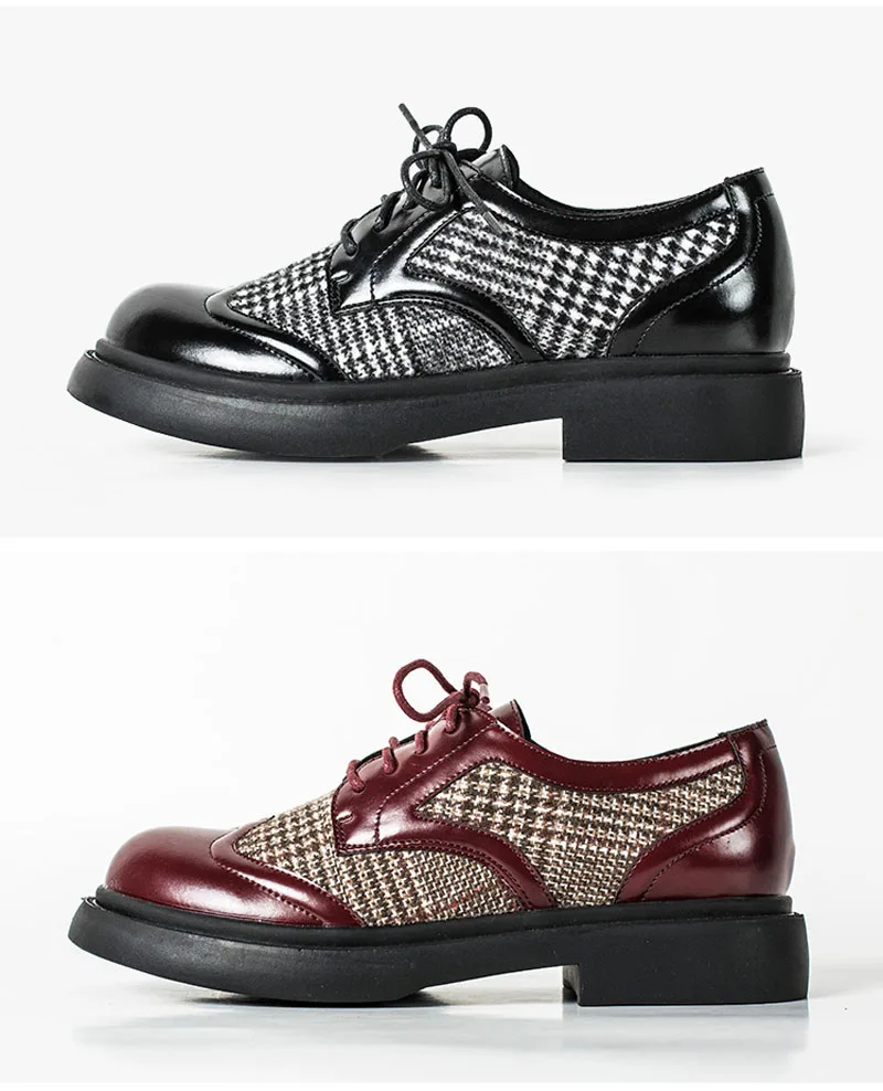 Women Oxford Luxury Brogue Shoes Women Designers Lace Up FLock+Leather Office Lady Shoes Platform Casual Oxford Shoes For Women (54)
