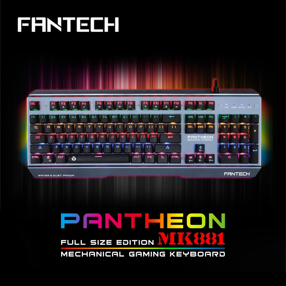 

FANTECH MK881 Original Metal Mechanical Waterprof Gaming Keyboard RGB 104 Keys LED Light Keyboard Full Key Without Conflict