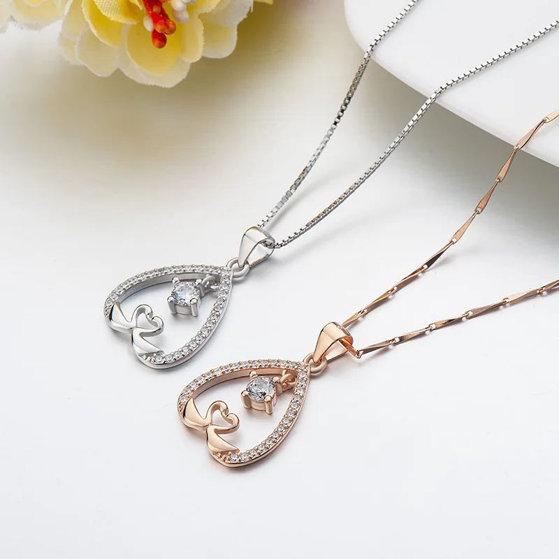 Sterling Silver Necklace Pendant Women Jewelry Swan Love Gift Chain 925 with Box 18K Gold Plated Anniversary | Украшения и