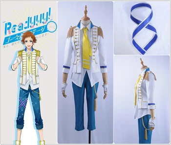 

Game Readyyy SP!CA Hiro Igarashi Cosplay Costume Custom Men Unifrom Satin Jacket Shirt Blue Shorts Yellow Tie Gloves Leggings