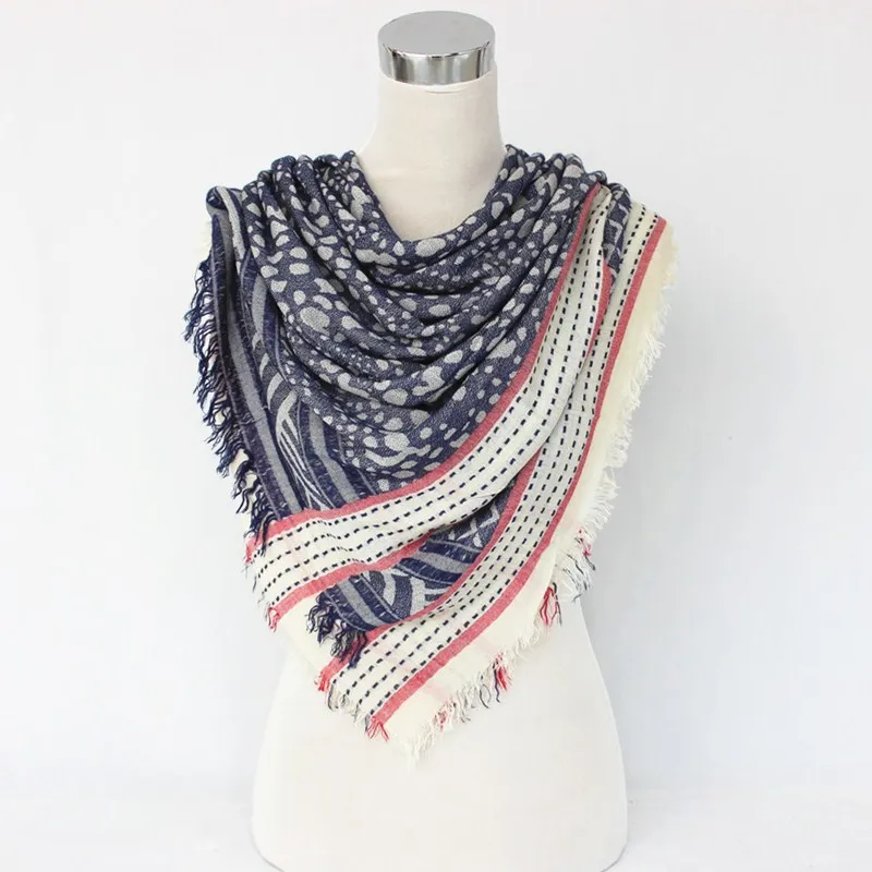 125*125cm 2017 Big Size cotton Square Scarf Women Fashion Brand High