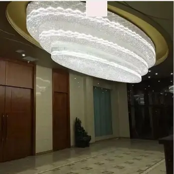 

Large hotel project lights custom oval hall led chandeliers rectangular sales KTV Crystal Light led lighting fixture home lamps