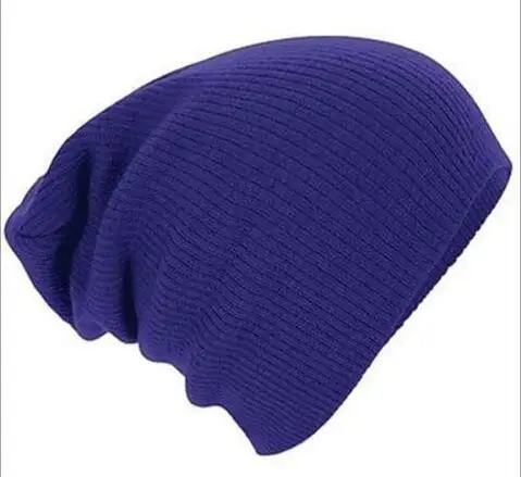 Дешевые одноцветные осенне-зимние классические стильные шапочки горячая Распродажа вязаные шапки унисекс наушники для мужчин и женщин - Цвет: royal blue