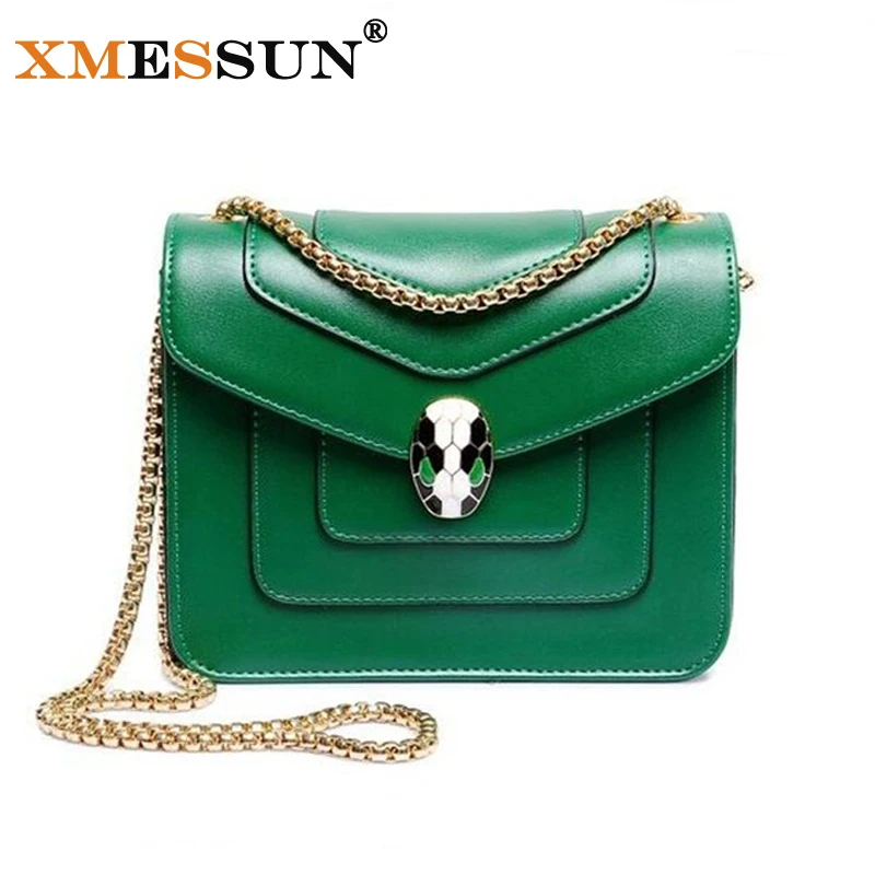  2016 New Women Famous Brand Small Leather Clutch Crossbody Bags Vintages Mini Green Chains Snake Skull Flap Messenger Bag Bolsas 